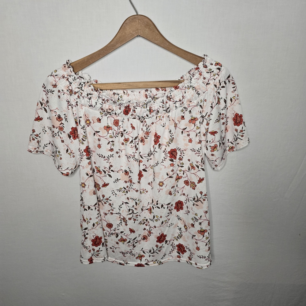 MELLODAY Womens Small Floral Off-Shoulder Blouse Feminine